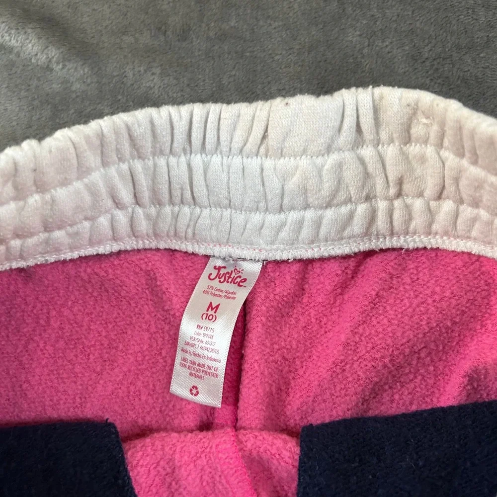 Justice Sweat Shorts Color‎ Block Drawstring Waist Pink Blue Girls Medium (10)